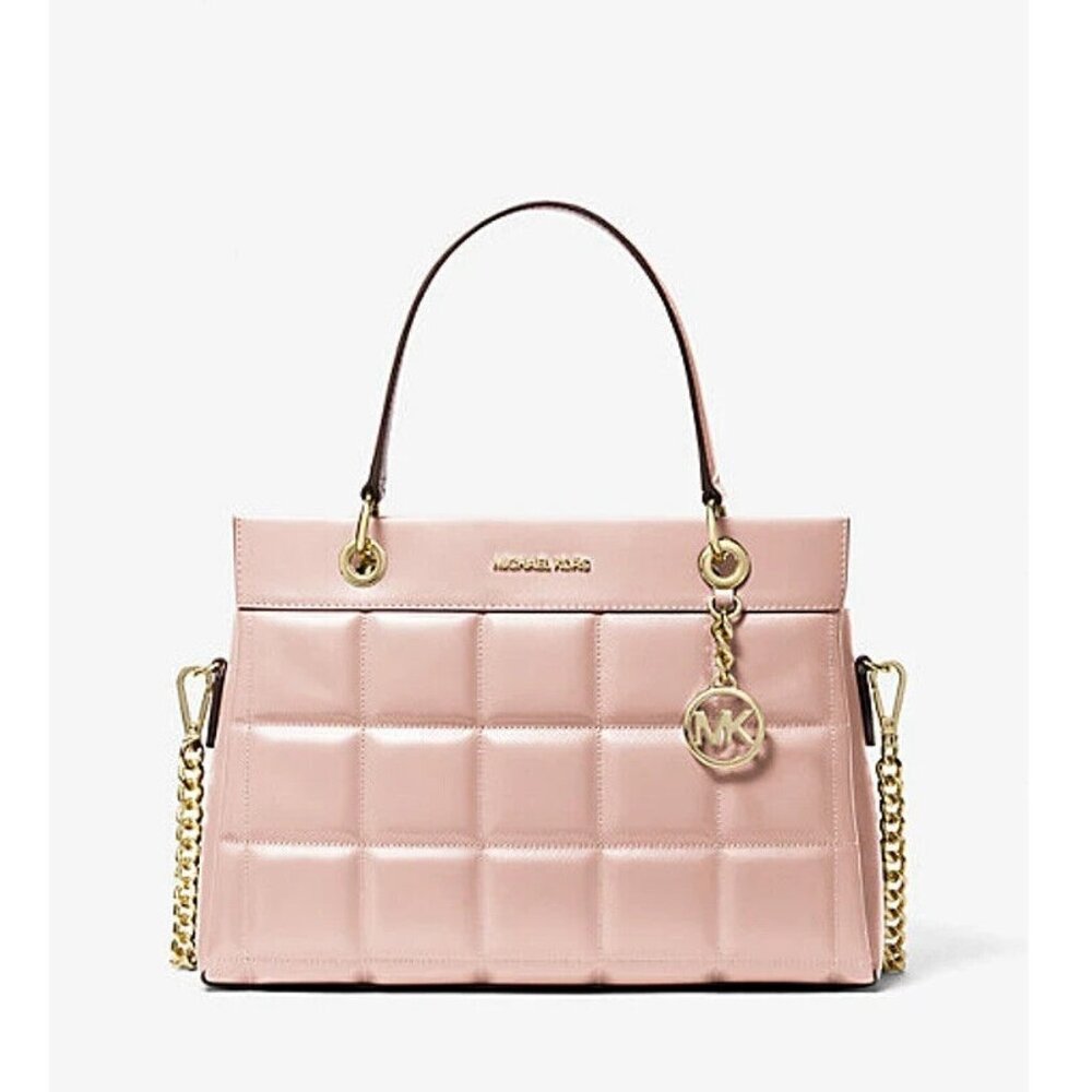 Michael kors Soft Pink Susan Medium Quilted Leather Tote Bag Gold Tone Hardware